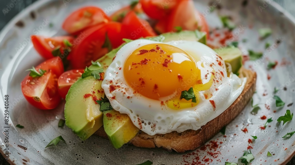Avocado Toast with Poached Egg and Cherry Tomatoes Avocado Toast with Poached Egg and Cherry Tomatoes