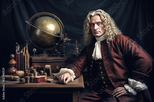 Isaac Newton was an English physicist, mathematician, and brilliant astronomer. AI generated.