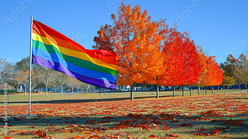 Colorful pride flag waving on idahotb day photo