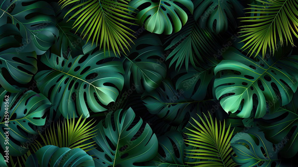 Tropical leaf Wallpaper, Luxury nature leaves pattern