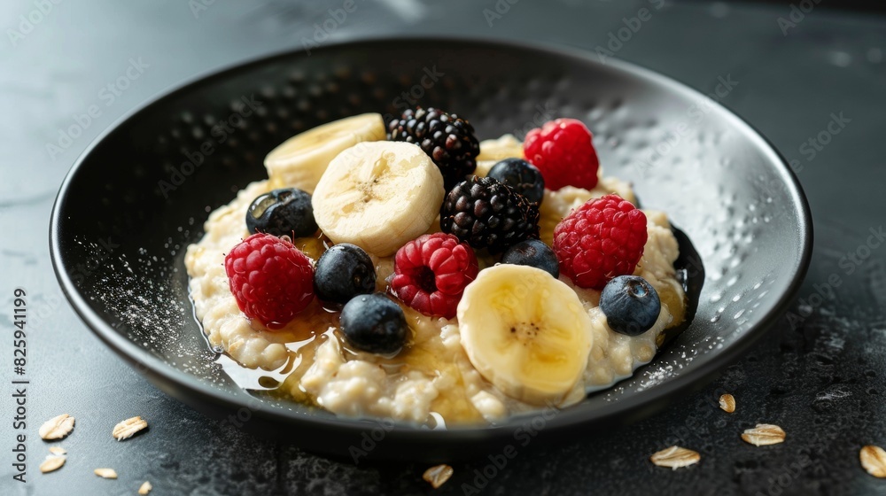 Berry Banana Oatmeal with Honey Drizzle