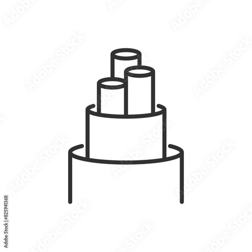 Cable structure, linear icon, different wires inside the cable. Line with editable stroke