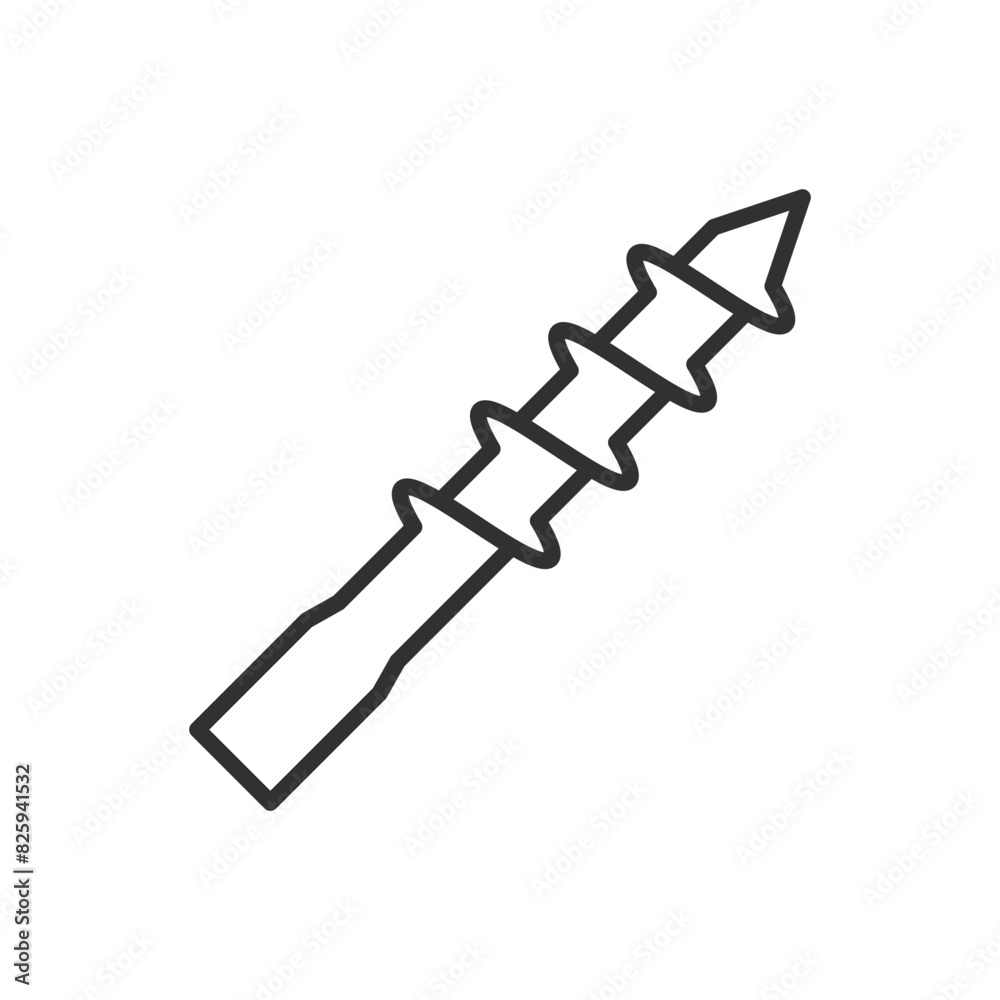 Drill bit, linear icon. Line with editable stroke