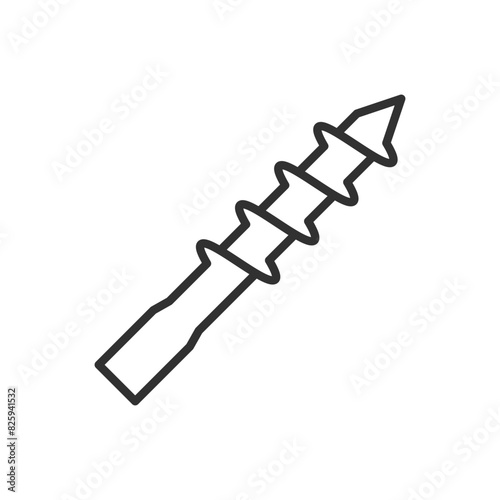 Drill bit, linear icon. Line with editable stroke