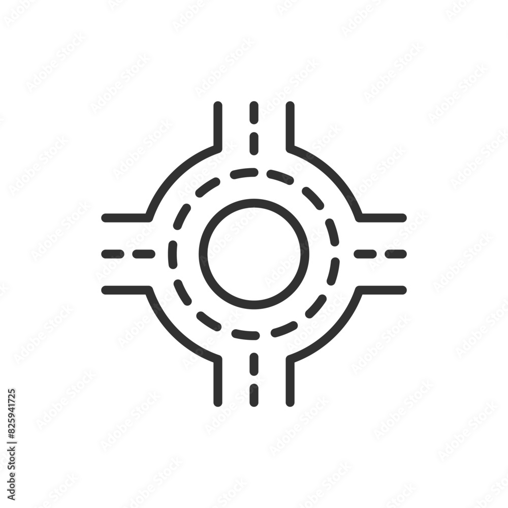 Traffic circle, linear icon. Roundabout. Road. Line with editable stroke Traffic circle, linear icon. Roundabout. Road. Line with editable stroke