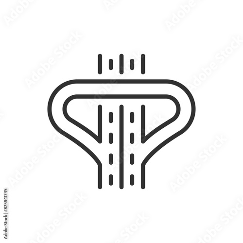 A U-turn on an expressway, linear icon. Autobahn. Line with editable stroke