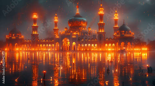 The religious holiday of Eid al-Adha The mos, Ramadan mosque illustration 