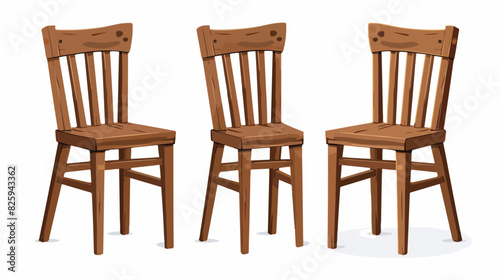 Kitchen wooden chairs. Cartoon wood chair dining furn