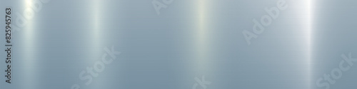 Brushed silver metal texture with reflection. Stainless steel background with scratches. Metal technology horizontal background with polished, silver plate. Aluminum, Stainless steel, Iron. Vector.