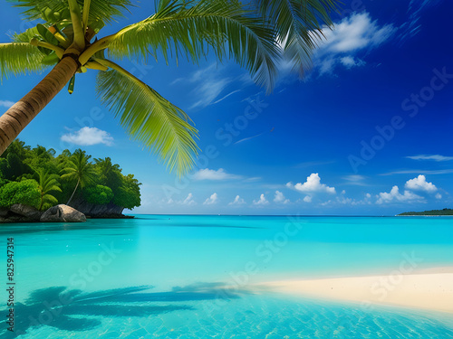 Palm trees  clouds  paradise in the sea  and a view of relaxation