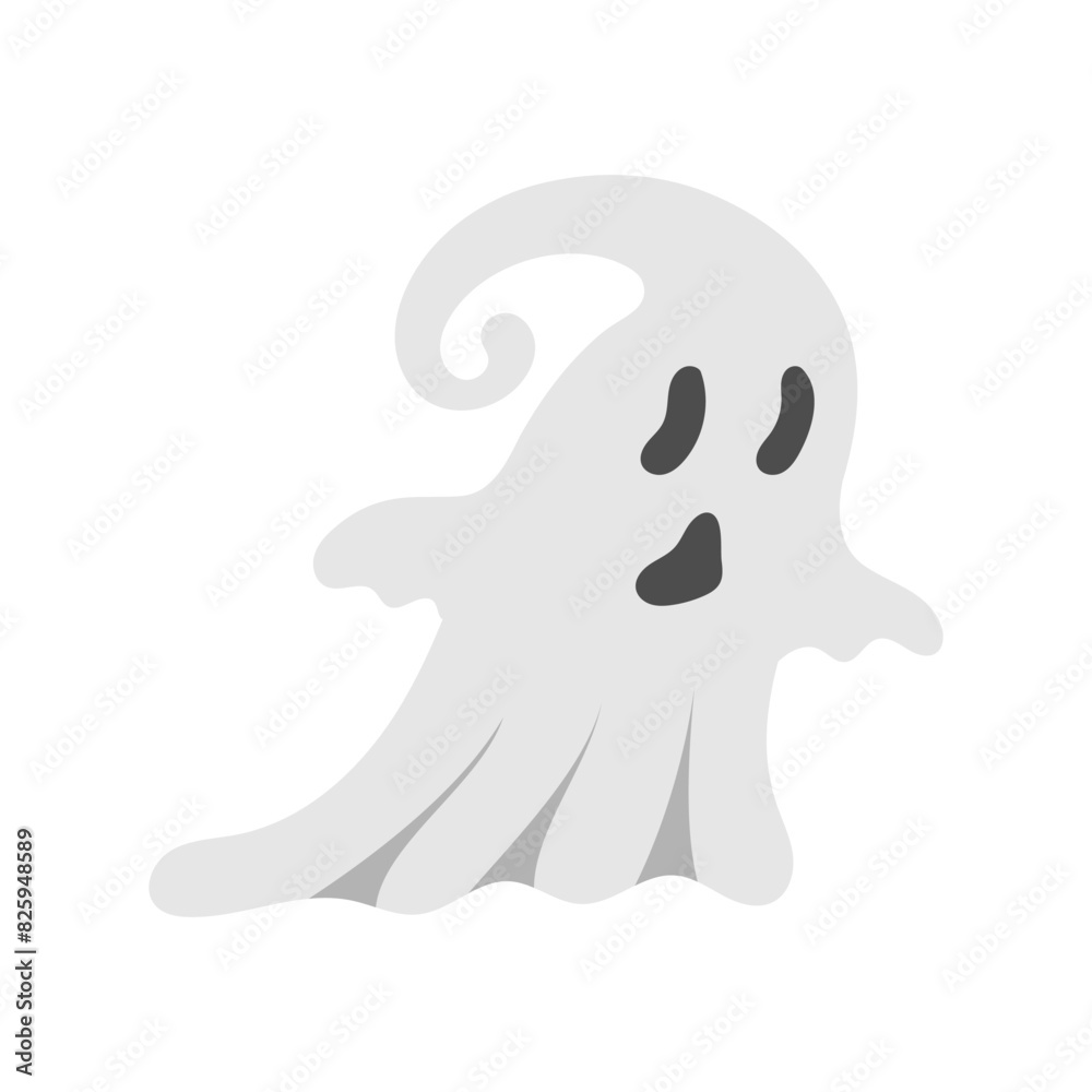 Cute Scared Halloween Ghost. Hand drawn spooky flying spirit. Cartoon funny grey ghost isolated on white background. Vector simple halloween horror character. Creepy Halloween party costume. Cute Scared Halloween Ghost. Hand drawn spooky flying spirit. Cartoon funny grey ghost isolated on white background. Vector simple halloween horror character. Creepy Halloween party costume.