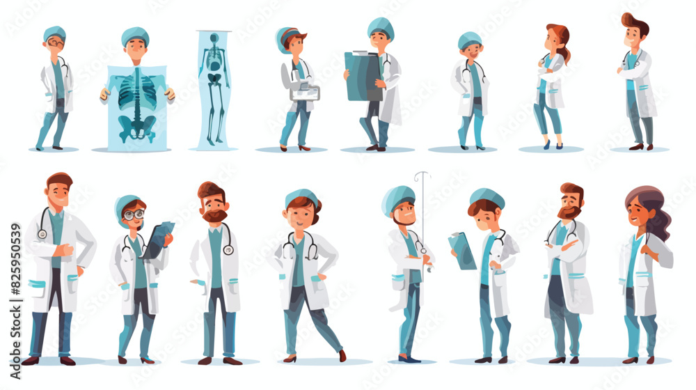 Medicine characters doctors and nurses in uniform