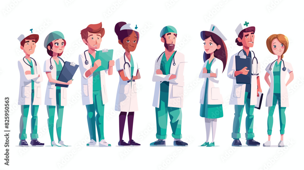 Medicine characters doctors and nurses in uniform