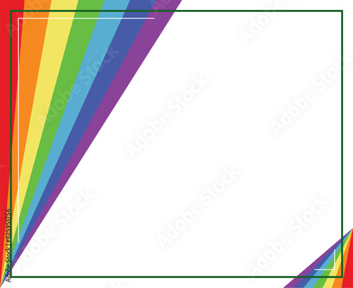 Rainbow and white background color with stripe line shape. Suitable for social media post and web internet ads. Template layout. Frame, boarder for text, picture, advertisement. Empty space.