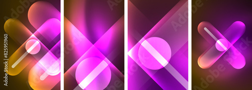 Abstract composition. Aglow in neon hues against the dark, radiating energy and allure, a captivating spectacle of vibrant luminescence