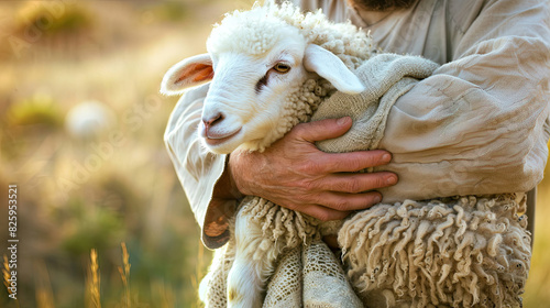 Jesus recovered the lost sheep carrying it in his arm	
