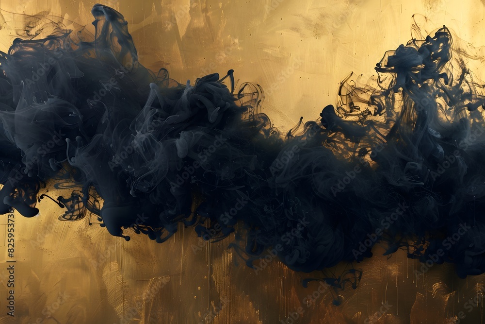 black smoke on a golden background black smoke on a golden background