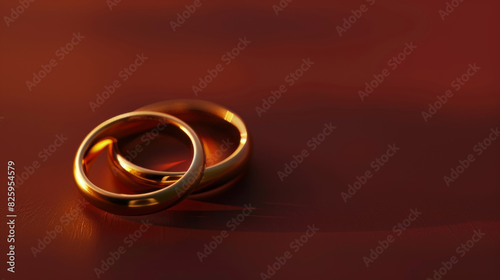 gold jewelry rings on red background, gift, love, wedding gold jewelry rings on red background, gift, love, wedding
