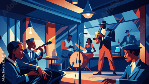 Vibrant Jazz Band Performance in Retro Club Setting