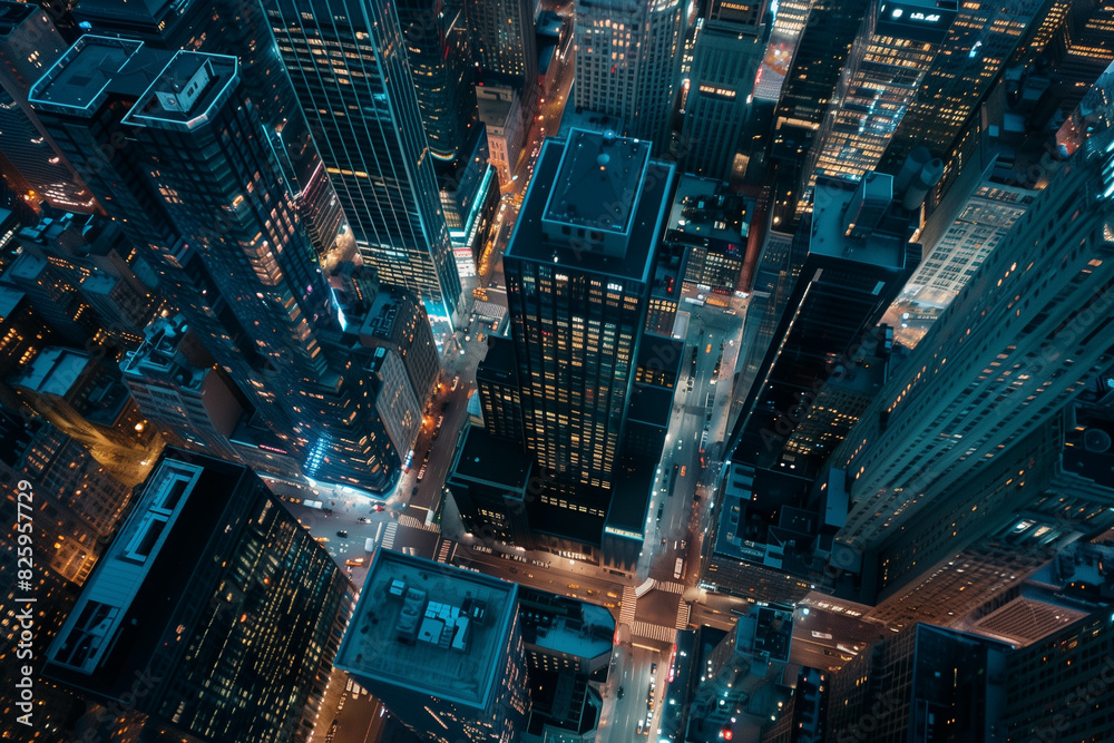 Drone Shot of City Skyscrapers at Night Drone Shot of City Skyscrapers at Night
