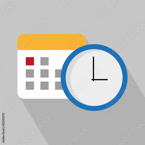 Calendar and clock icon vector. Time management and scheduling concept illustration. Deadline and appointment graphic.