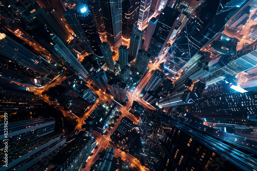Bird’s Eye View of a Vibrant City at Night