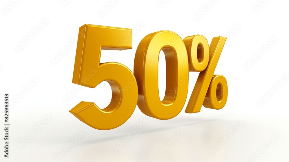 Golden 50% Discount Symbolizing High Sale or Promotion Golden 50% Discount Symbolizing High Sale or Promotion