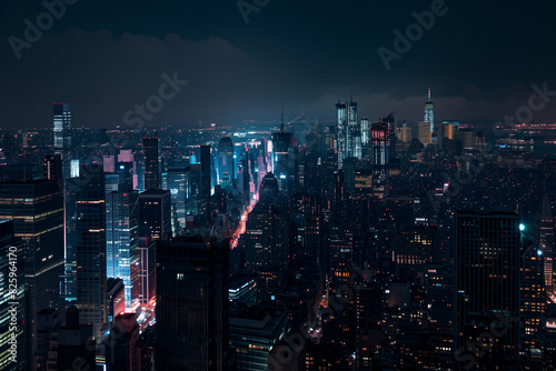Wallpaper Mural City Skyline at Night: Aerial View of Illuminated Skyscrapers Torontodigital.ca