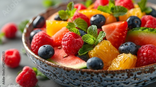 Vibrant Fruit Medley in a Rustic Bowl Healthy Nutritious Snack or Meal