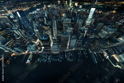 Bird’s Eye View of a Vibrant City at Night photo