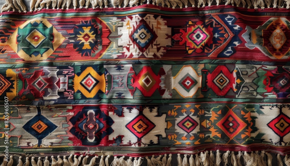 Fototapeta premium Turkish carpet with pattern. High quality traditional rug pattern for home decor