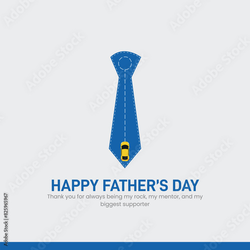 Happy father's day tie and car creative template, banner, poster, social media post, post card, greetings card, background etc. father's day conceptual design. 