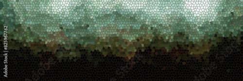 mosaic concept wall mural blended abstract layered shadow brush stroke green color tone	