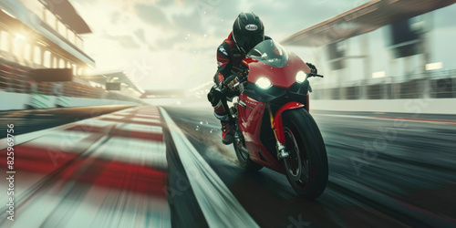 Superbike racer is crossing...