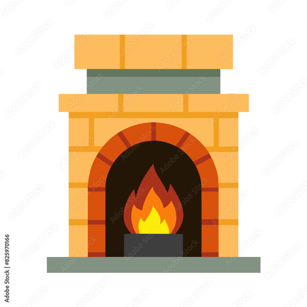 Fototapeta premium vector image of a brick fireplace