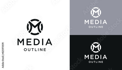 Initial Letter M MO OM with Modern Circular Circle Shape Line Art Logo Design