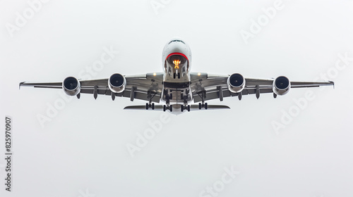 Flying airplane on white background. 