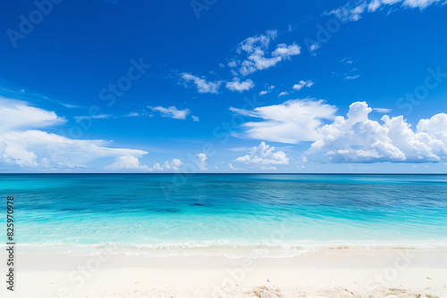 Sunny Beach with Blue Sky and Ocean View