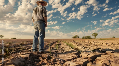 Farmer Surveys Parched Sun ...