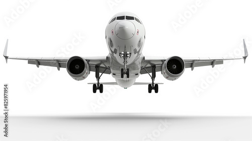 Flying airplane on white background.  © Aistock