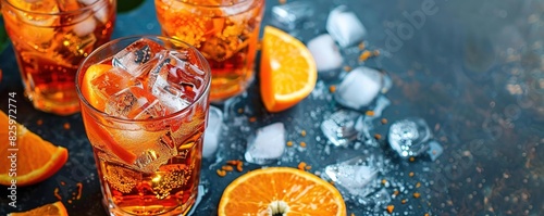 Summer drinks, Refreshing Aperol Spritz cocktail with orange slices and ice.