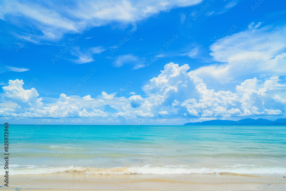 Sunny Beach with Blue Sky and Ocean View Sunny Beach with Blue Sky and Ocean View
