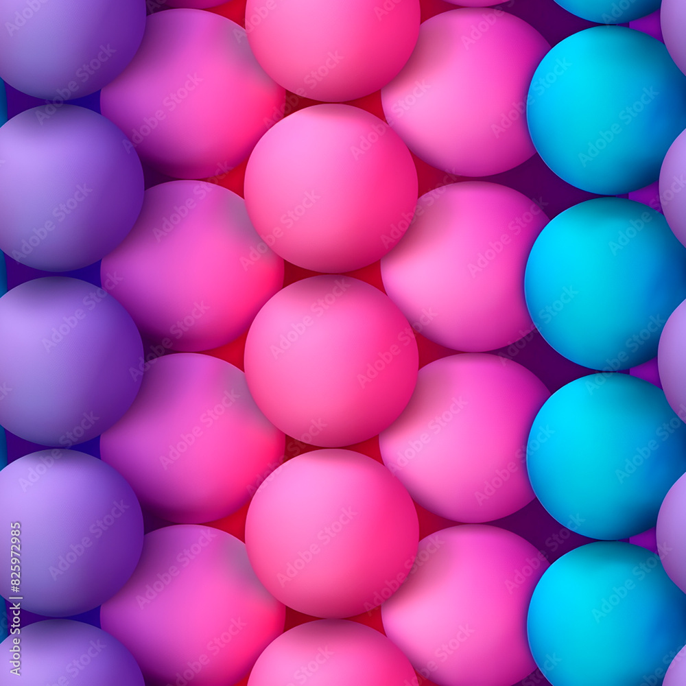 A row of pink and blue spheres