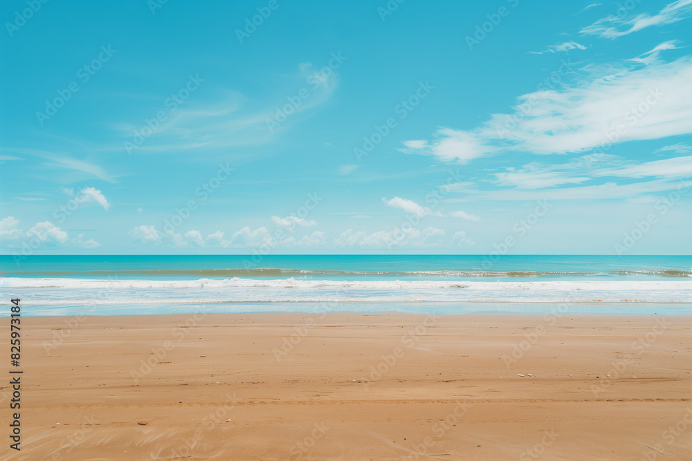 Fototapeta premium Sunny Beach with Blue Sky and Ocean View