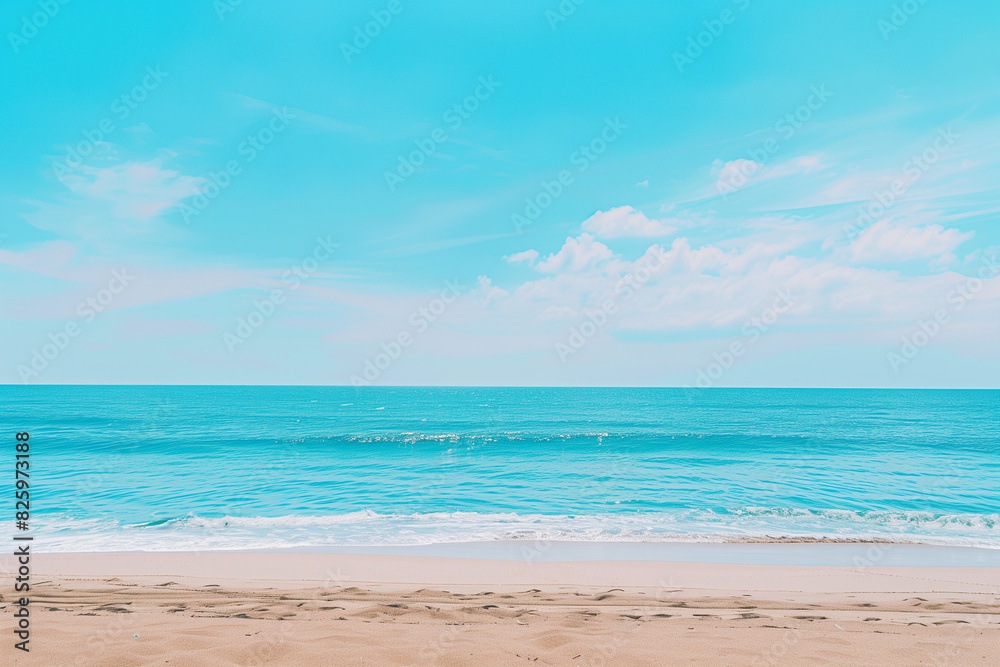 Fototapeta premium Sunny Beach with Blue Sky and Ocean View