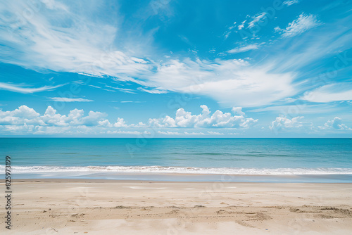 Sunny Beach with Blue Sky and Ocean View