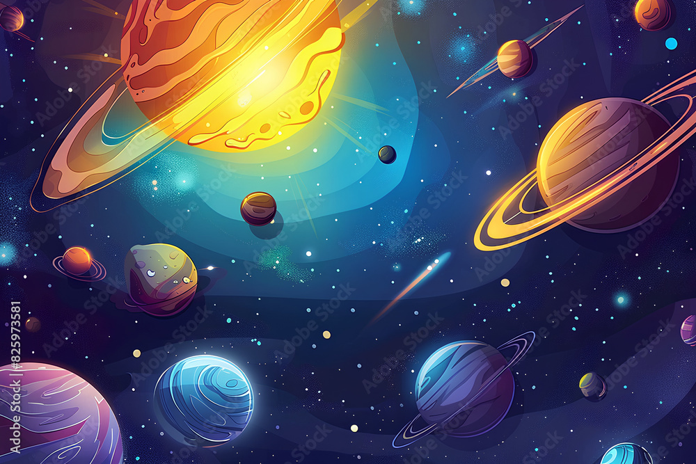 solar system and outer space objects vector 3d rendering solar system and outer space objects vector 3d rendering