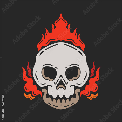 SKULL WITH BURNING FLAME LOGO FOR BRAND AND BADGE TATTO 5