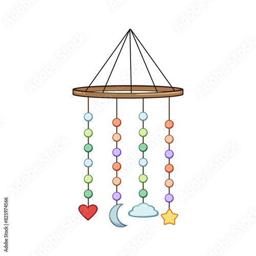 newborn crib mobile cartoon. nursery child, infant room, moon kid newborn crib mobile sign. isolated symbol vector illustration