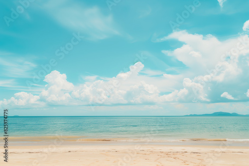 Sunlit Beach with Blue Sky and Ocean View